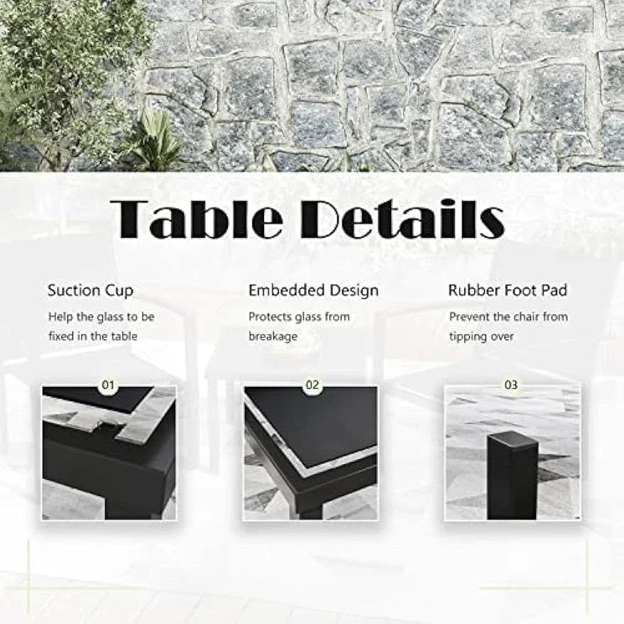 A Patio Furniture Set Outdoor Conversation Textilene Fabric Chairs for Lawn, Garden, Balcony, Poolside with A Glass Coffee Table