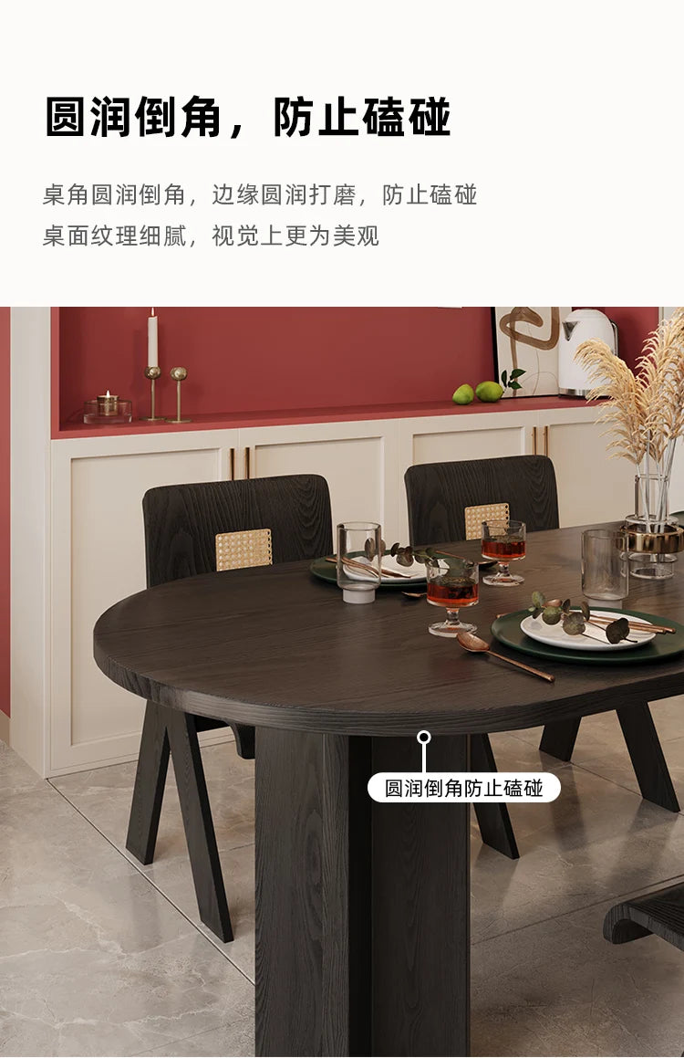 HTT oval dining table and chairs retro living room modern light luxury dining room rock slab home accessories