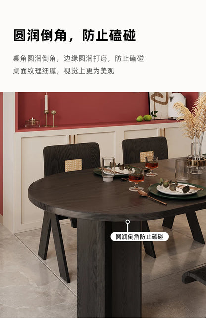 HTT oval dining table and chairs retro living room modern light luxury dining room rock slab home accessories