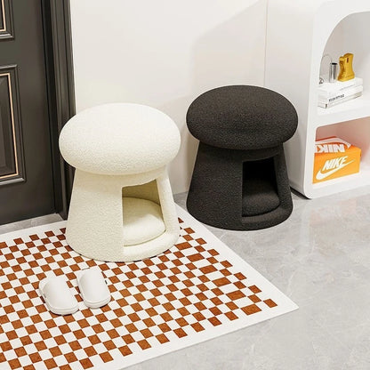 Creative Cat Nest Shoe Changing Stool Household Cream Style Mushroom Low Stool Entrance Entrance Storage Stool Multi-functional