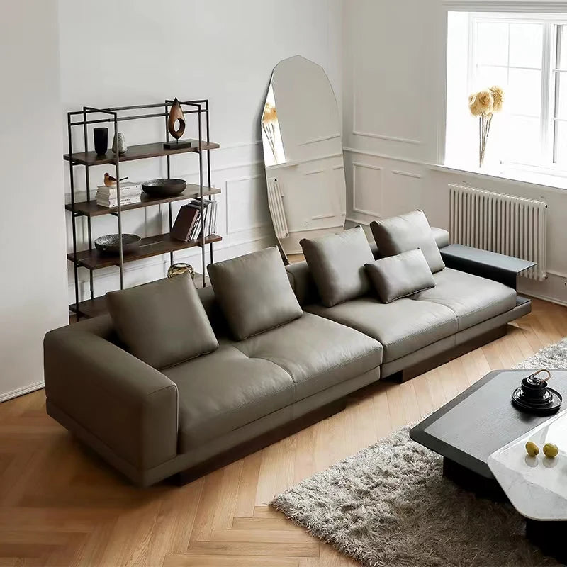 Modern Minimalist Living Room Furniture Microfiber Leather 3 Seat Section Couch Line Fabric Modular Sofa