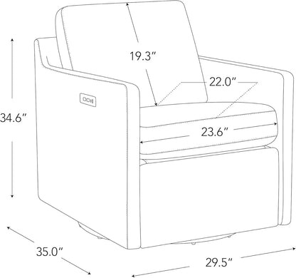 Swivel Accent Chair with Electric Footrests, Living Room Sofa Chair with Power Motor, USB and Type-C Ports, Cream