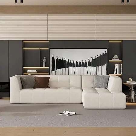 #For L-Shaped Modular Sectional Sofa, 3-Seater Comfy Cloud Couch with Ottoman/Chaise & 5 Pillows for Living Room Bedroom&