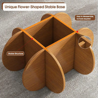 Table basse ronde moderne en verre avec pieds en bois, plateau trempé de 31,5 pouces pour les petits espaces du salon