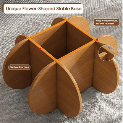 Table basse ronde moderne en verre avec pieds en bois, plateau trempé de 31,5 pouces pour les petits espaces du salon