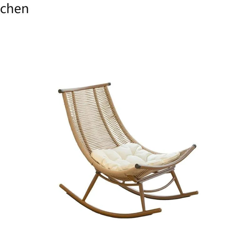 Hxl balcony rocking recliner casual outdoor rattan chair adult nap