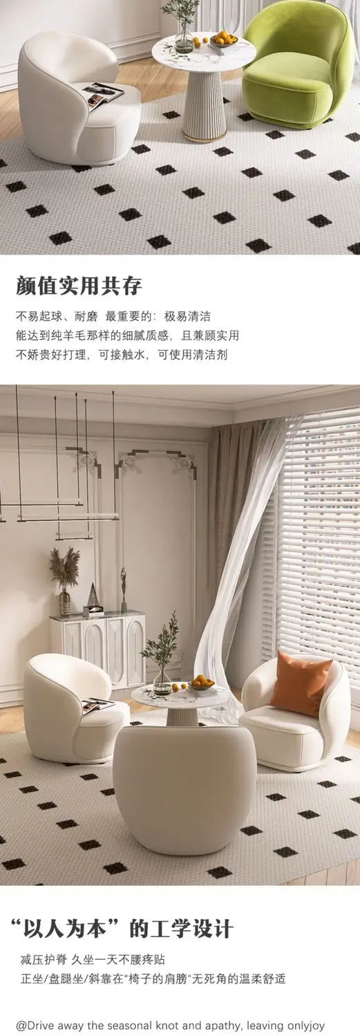 Light Luxury Cream Style Single Sofa Small Size Beauty Salon Table and Chair Hotel Homestay Exhibition Hall Reception Sofa