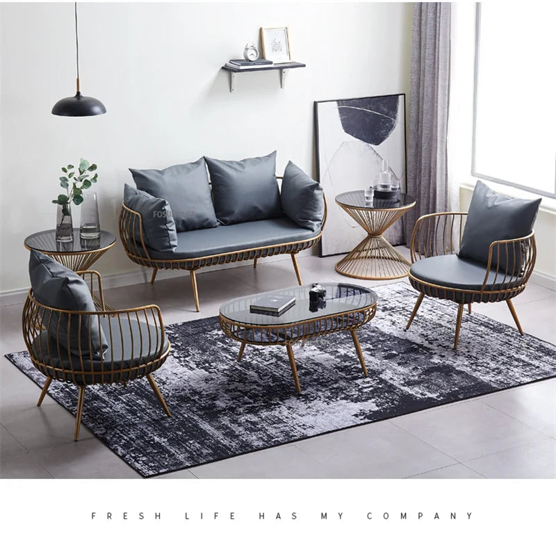 Living Room Furniture Bedroom Light Luxury Minimalist Single Sofa Chair Lounge Chair Nordic Wrought Iron Living Room Chairs