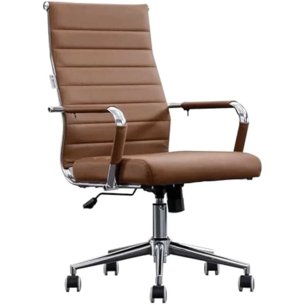 Home Office Chair Ribbed, Modern Leather Conference Waiting Room Chairs,Ergonomic Office Desk Chair, High Back Executive Compute