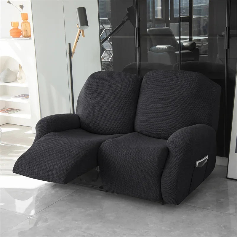 1/2/3 Seater Recliner Sofa Cover Jacquard Solid Color Stretch Couch Coushion Solid Color Sofa Slipcover for Living Room Home