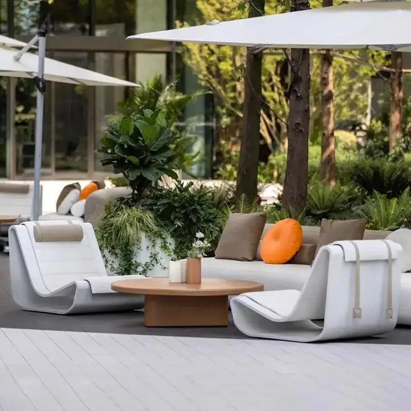 Outdoor sofa courtyard garden open-air balcony sofa leisure creative cloud deck chair combination homestay teak furniture
