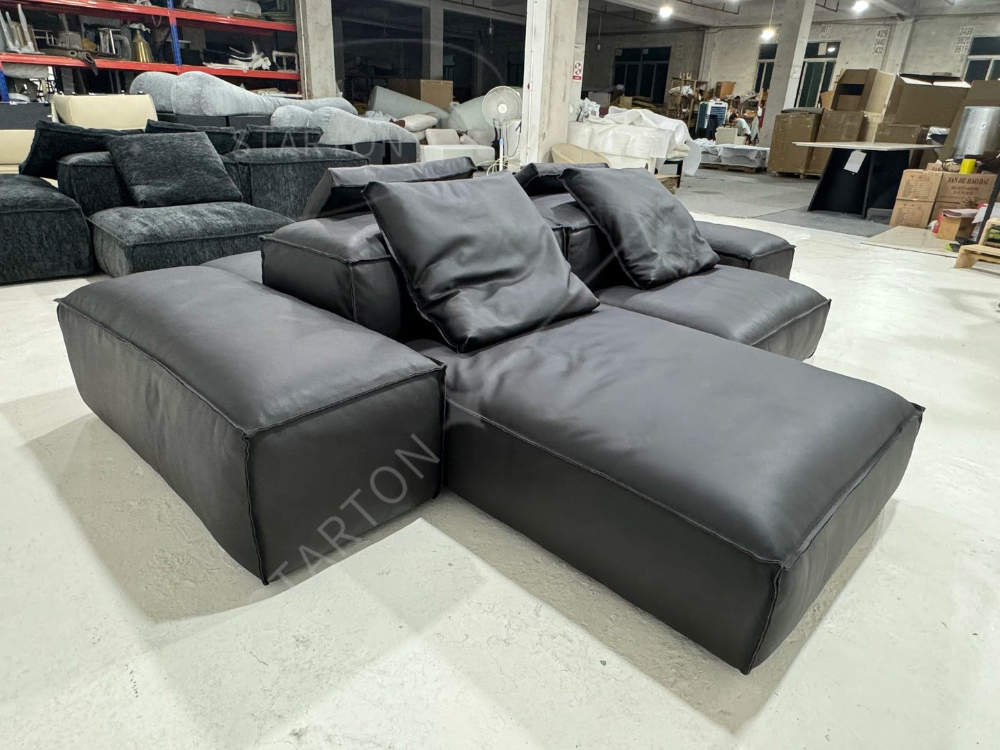 Black Chenille Fabric Sectional Living Room Module Sofas Set Sectional Floor Sofa Couch