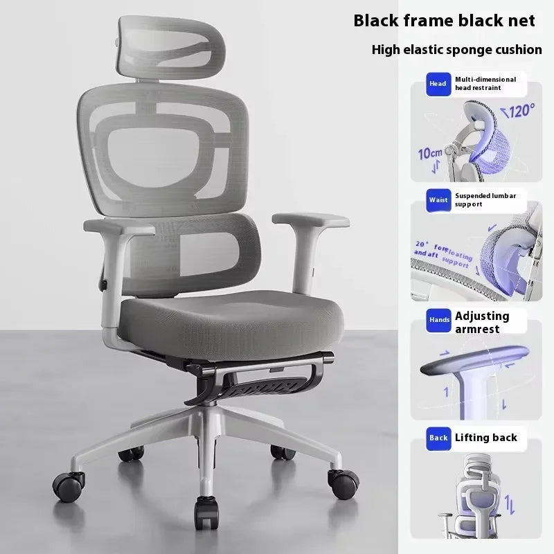 Ergonomic Office Chair with Lumbar Support Adjustable 3D Armrests Recline Tilt Function Mesh Seat for Home Office