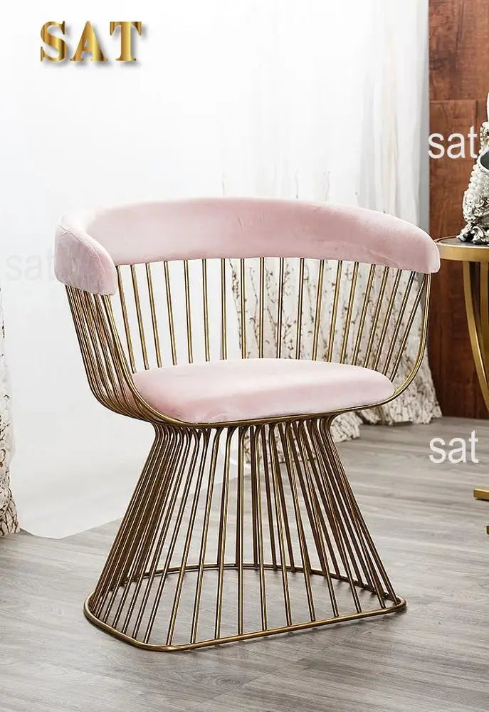 ForNordic Wrought Iron Home Single Chair Sofa Dining Chair pink Lounge Chair Can Be Customized Colors