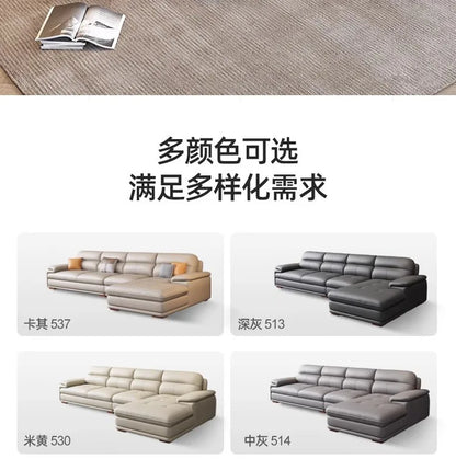The first layer of cowhide leather sofa living room combination modern simple size apartment cream style leather sofa