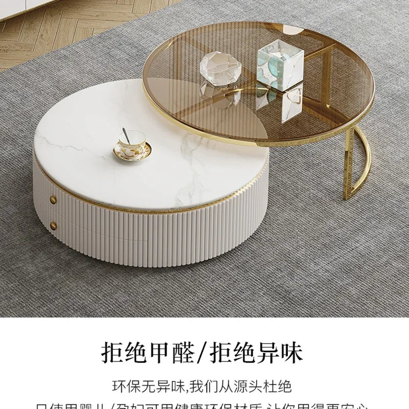 D178 Y Coffee Table Modern Living Room Size round Combination Rounded Corner Paint Metal Complete Set Stone Plate round Coffee T