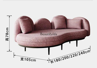 N Cream Style Small Apartment Sofa Fabric Special-Shaped Curved Sofa