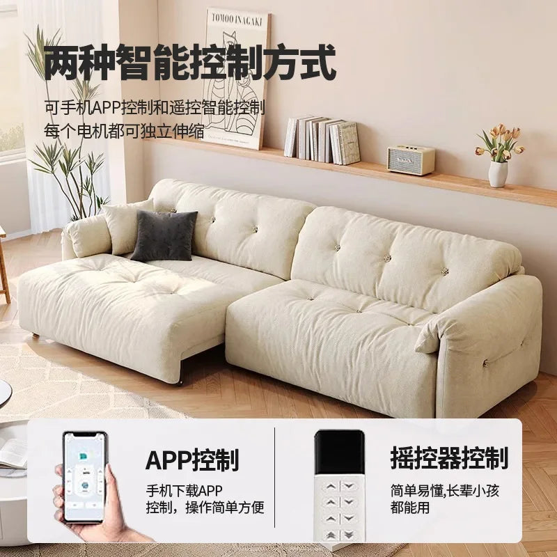 Cloud Electric Sofa Living Room Modern Simple Telescopic Fabric Lazy Multi-functional Sofa Bed Dual-purpose