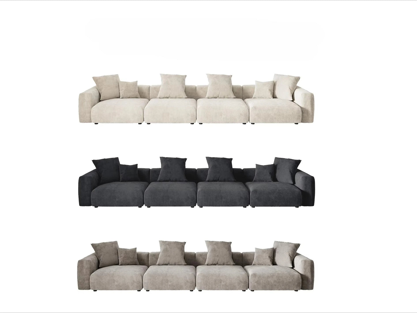 For American Vacuum Compression Black Modular Combination Sofa Sofa Large Corduroy Fabric Sofa Set
