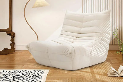Single sofa living room bedroom lazy fabric leather leisure chair small apartment cream wind