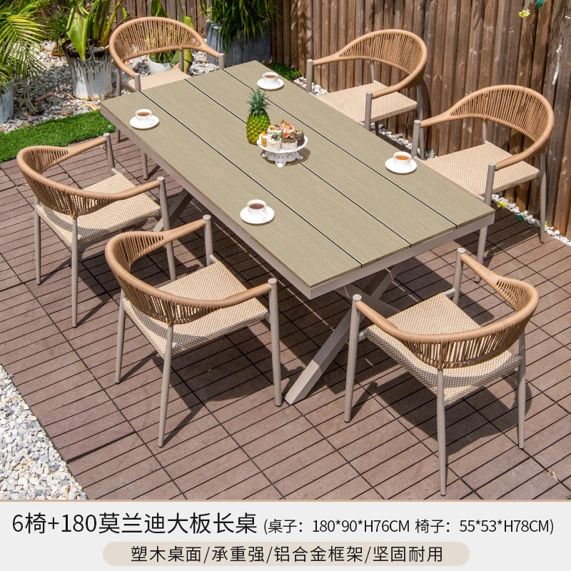 Outdoor table and chair courtyard villa leisure open-air balcony rattan chair Internet celebrity waterproof sunscreen garden