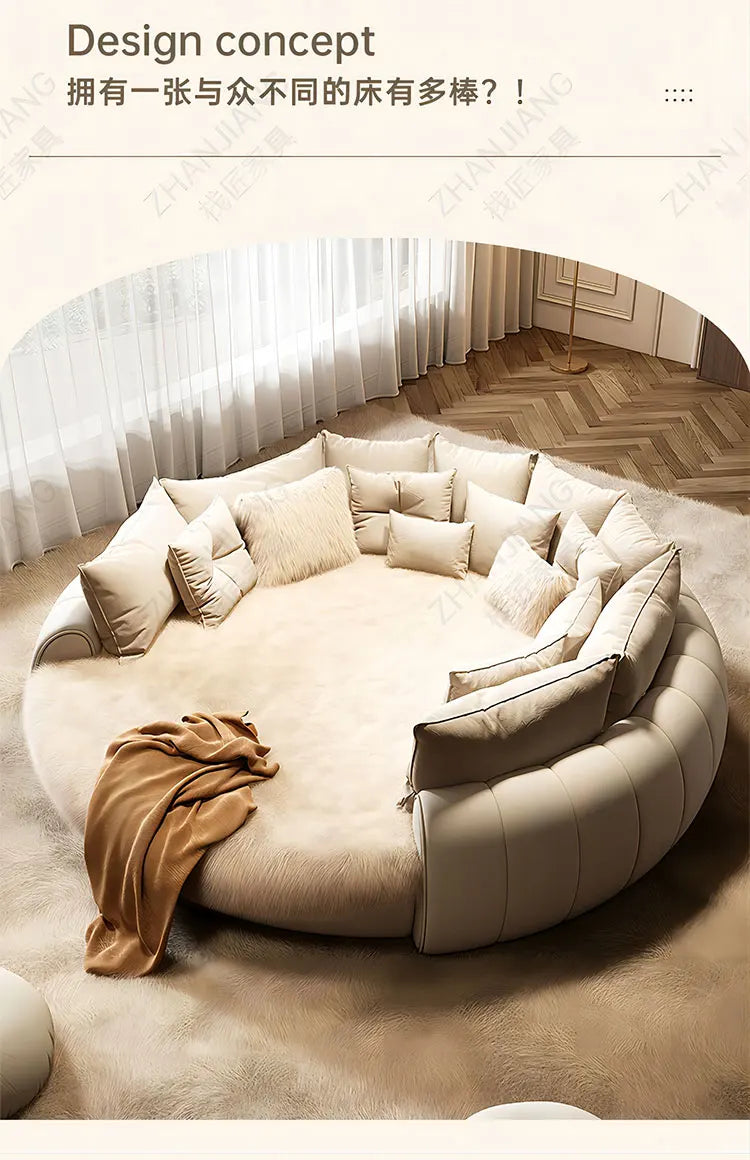 Round Confortable Bed Aesthetics Quality King Size Apartment Unique Bed Frame Modern Wedding Cama De Casal Bedroom Furniture
