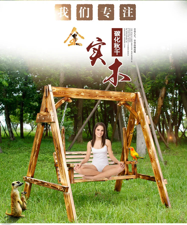 Advanced Wooden Patio Swings Balcony Villa Courtyard Fashion Patio Swings Hotel Simplicity Outdoor Furniture Columpiar Lsqq