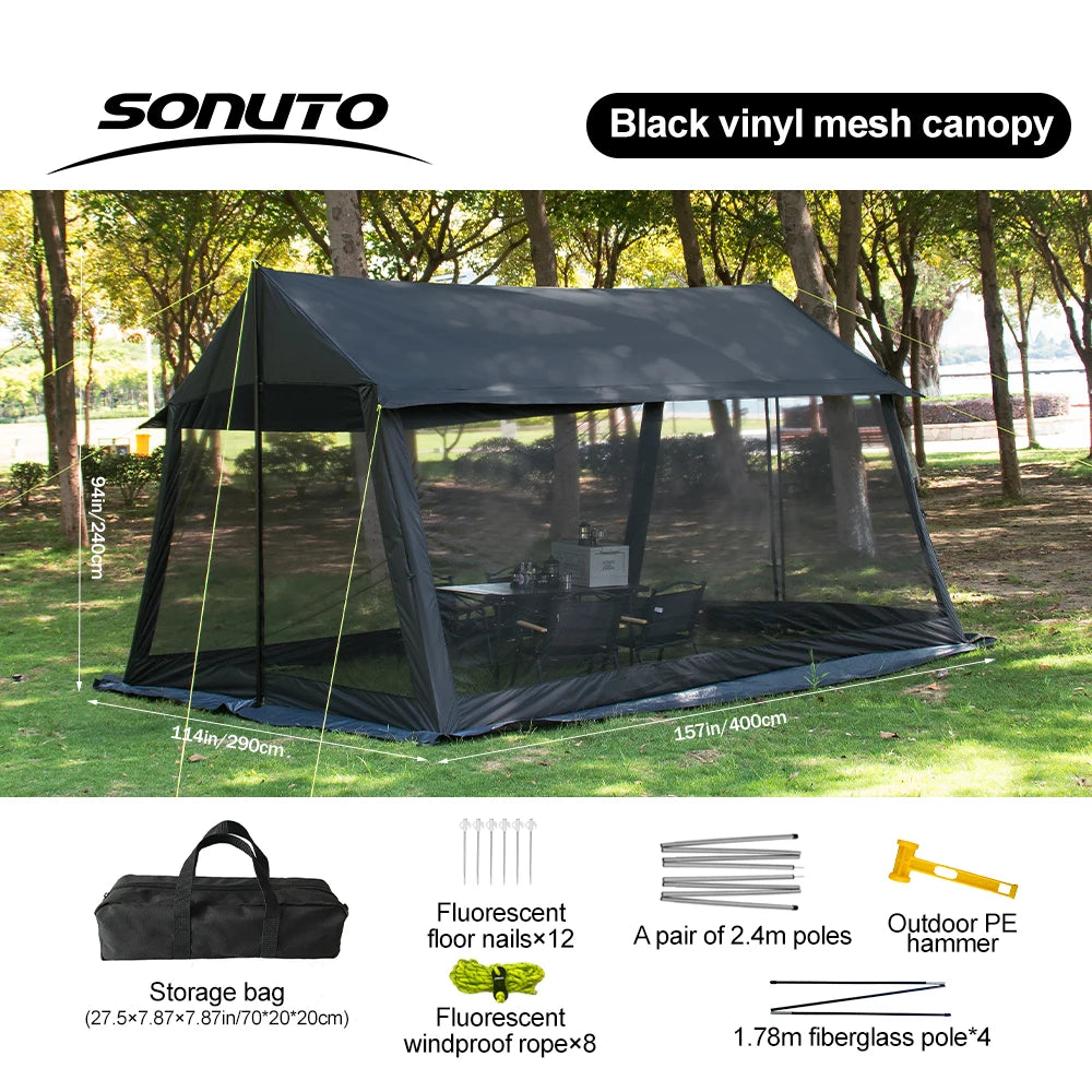 Large Camping Tent, 210D Waterproof Sun Protection, Portable Folding Anti-Mosquito Family Tent for Outdoor Beach Park