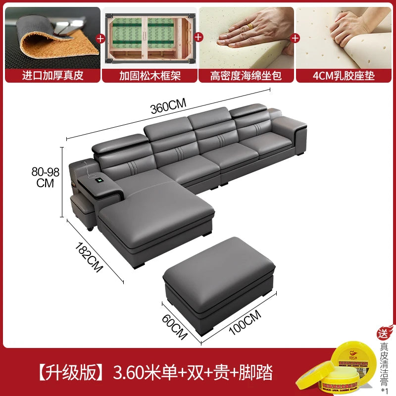 Genuine Leather Modern Sofas Luxury Classic Bedrooms Cinema Sofas Comfortable Straight Muebles Para El Hogar Home Accessories