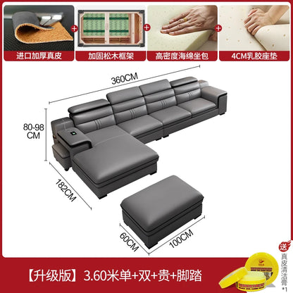 Genuine Leather Modern Sofas Luxury Classic Bedrooms Cinema Sofas Comfortable Straight Muebles Para El Hogar Home Accessories