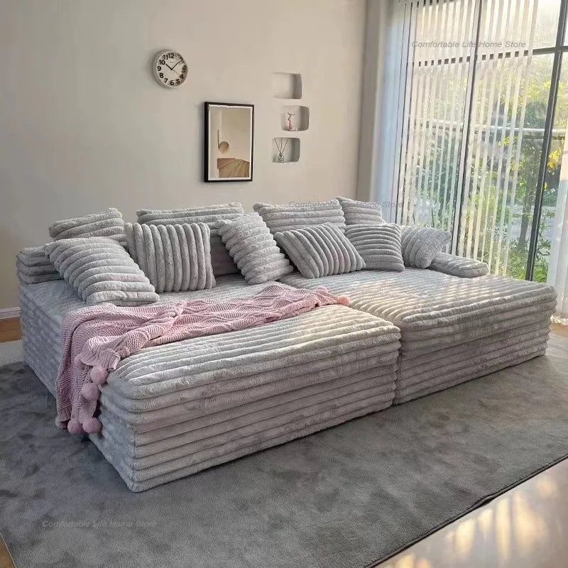 Nordic Cloud Lazy Sofa Thick Corduroy Texture Extra Wide Seat Depth Design Vacuum Compressed Packaging A Must-Have for Home
