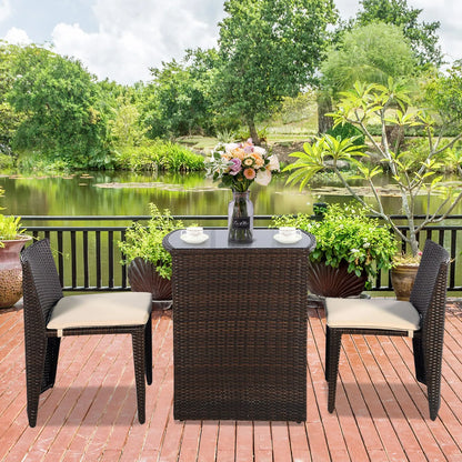 Garden Furniture Sets3PCS Outdoor Rattan Coffee Table Set No Assembly Needed Modern Patio Dining Furniture