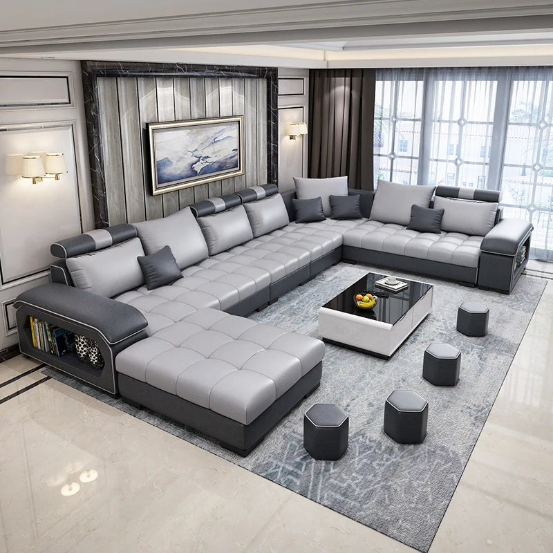 Sectional Couches for Living Room with Smart Bluetooth Speaker Charging Sectional Sofa Set with Chaise L-Shape Sectional Couch