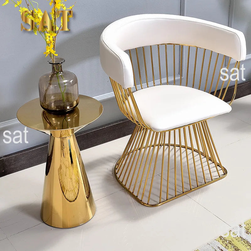 ForNordic Wrought Iron Home Single Chair Sofa Dining Chair pink Lounge Chair Can Be Customized Colors