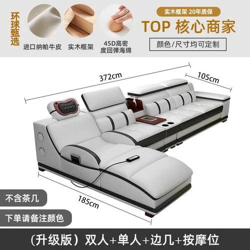 Massage sofa minimalist top layer cowhide home living room Italian minimalist leather art