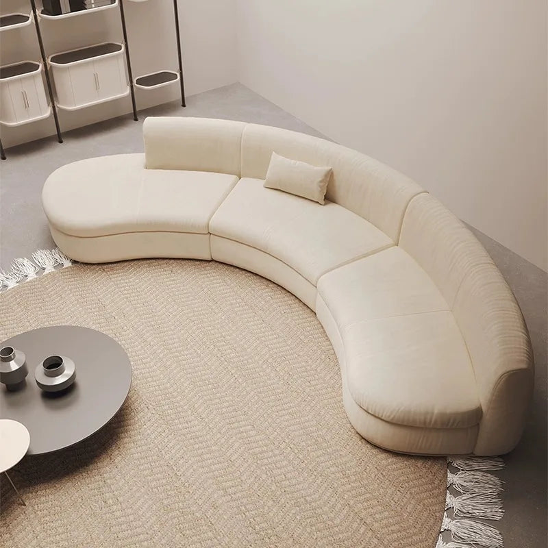 Curved sofa living room, light luxury, modern Internet celebrity hotel, beauty salon, lobby lounge area, reception of guests