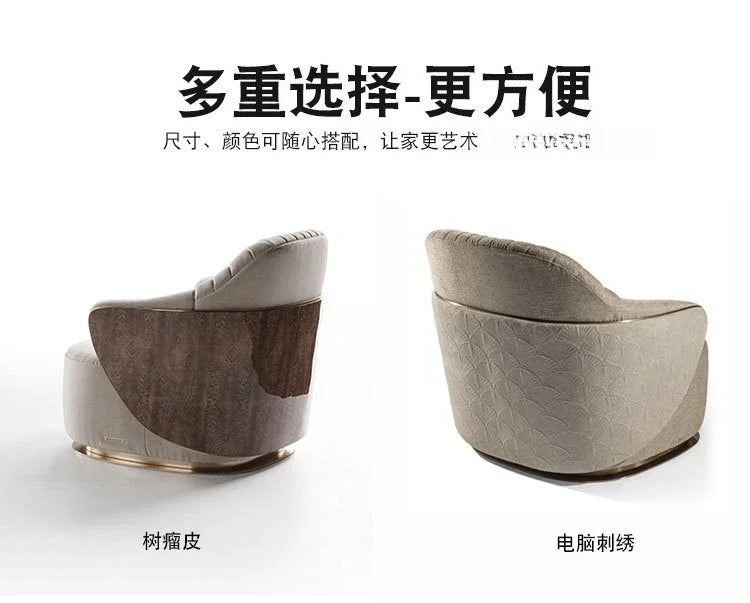 Italian light luxury single sofa chair villa living room home leather armchair model room designer leisure