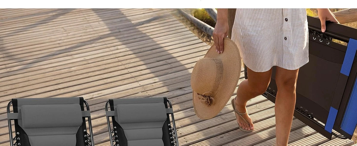 Outdoor Padded Zero Gravity Chair, Patio Lounge Chair Outdoor Recliner, Oversized Anti Gravity Lounger with Adjustable Headrest
