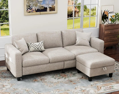 Sectional Couches for Living Room 78" L Shaped Sofa with Storage Ottoman 3 Seater Sofas