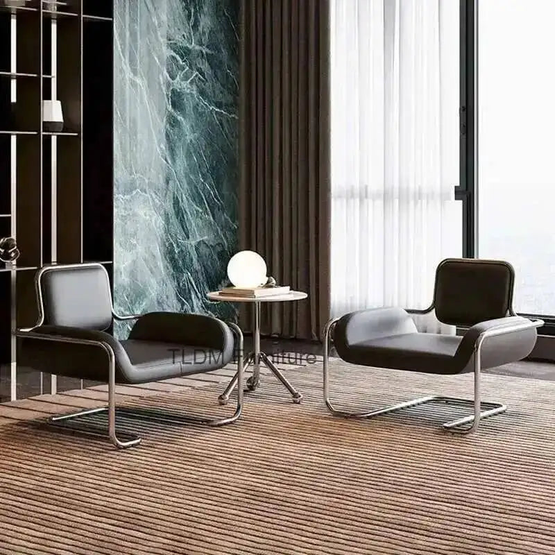 Armchair Nordic Chairs Comfortable Leather Living Portable Room Sofa Relaxing Single Person Backrest Chair Office Home Furniture