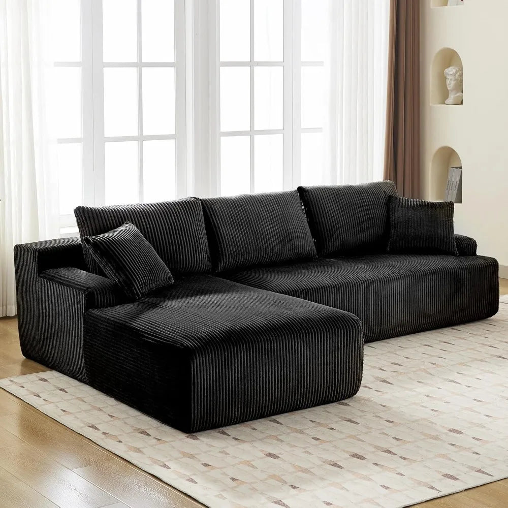 106” Modular Sectional Sofa, Cloud Sectional Couch with L-Shape Chaise/Deep Seat/Armrest/Plush Corduroy Fabric, No Assembly