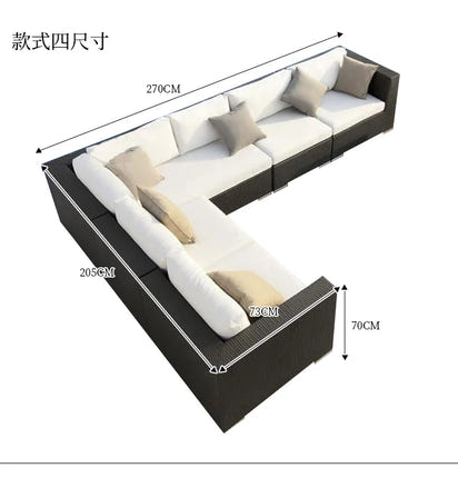 Terrace Modern Garden Sofas Outdoor Combination Courtyard Nordic Garden Sofas Waterproof Pe Rattan Furniture Sofá Jardín MHHYSF