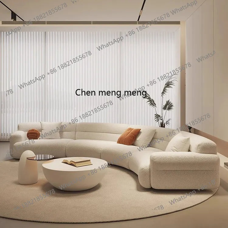 B456 Minimalist new fan-shaped large flat-layer curved sofa customized left and right concubine lamb wool large apartment
