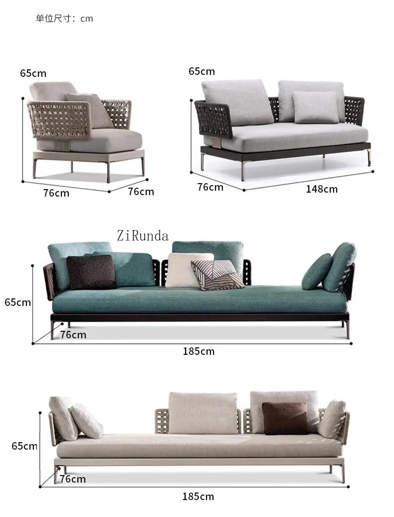 Y  Outdoor Sofa Courtyard Waterproof Vine Weaving Villa Garden Outdoor Leisure Terrace Sofa Vine Weaving Furniture