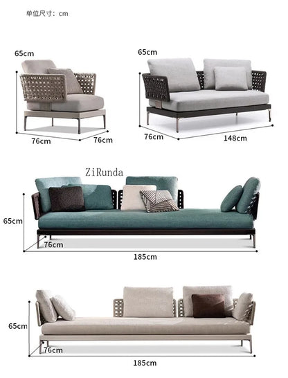 Y  Outdoor Sofa Courtyard Waterproof Vine Weaving Villa Garden Outdoor Leisure Terrace Sofa Vine Weaving Furniture