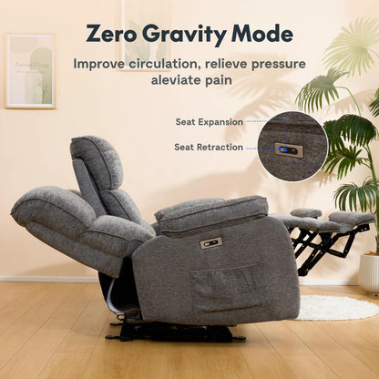 Couch with Massage Heat Zero Gravity Electric Reclining Sofa Power Recliner Sofa with Console Charging Ports for Home Theater