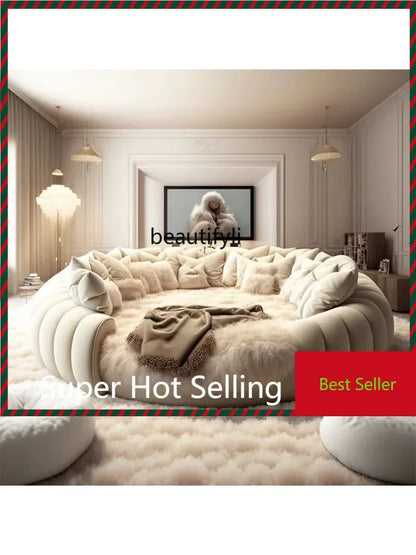 M71 round Bed Double Marriage Bed Modern Simple Home Hotel 2M Serena Large round Cream Wind Bed in Master Bedroom