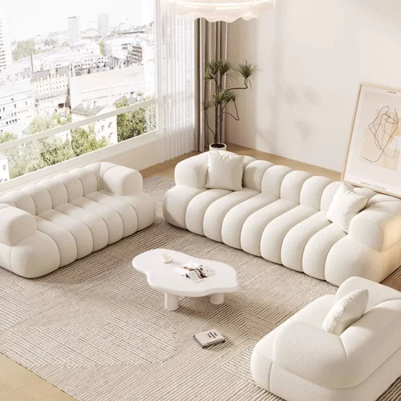 French Modern Velvet Puff Sofa Living Room Home Fabric Minimalist Sofa Reclinable
