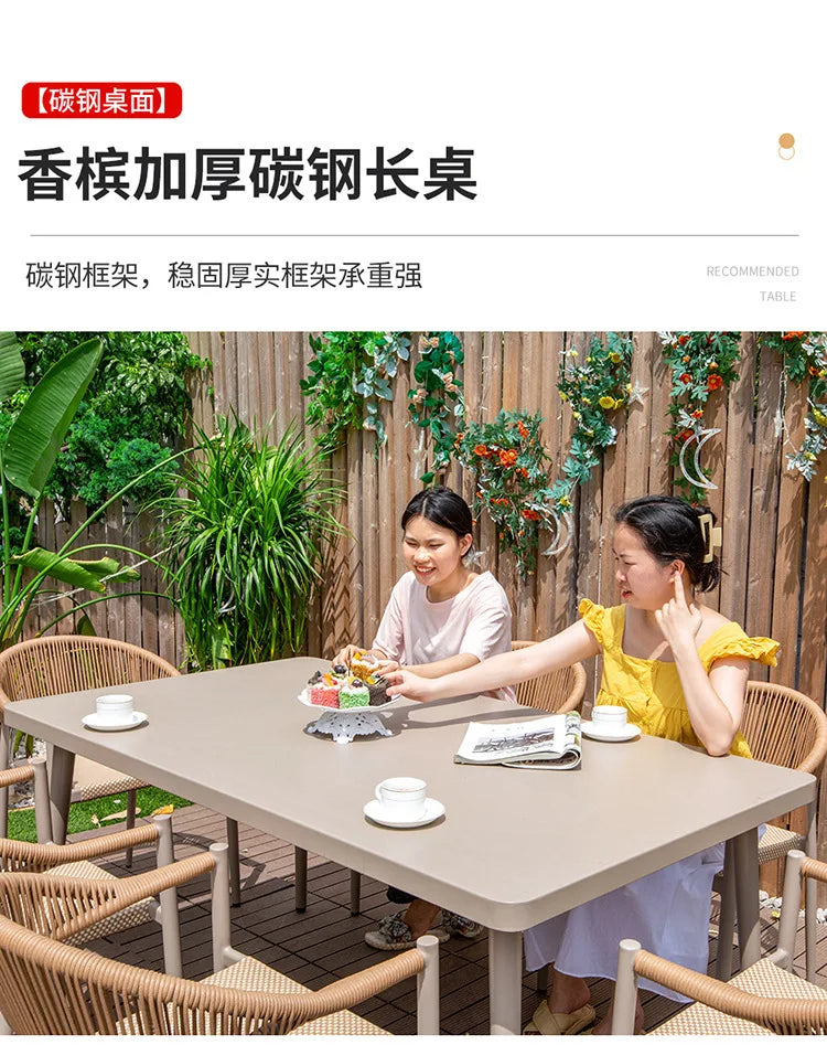Outdoor table and chair courtyard villa leisure open-air balcony rattan chair Internet celebrity waterproof sunscreen garden
