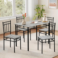 5-Piece Rectangular Dining Table Set for 4, Kitchen Table and Chairs Set